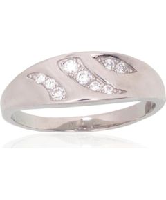 Серебряное кольцо #2101950(PRh-Gr)_CZ, Серебро 925°, родий (покрытие), Цирконы, Размер: 18, 2.7 гр.