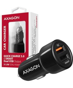 AXAGON PWC-QC5 car charger Smart 5V 2,4A + QC3.0, 30W, black