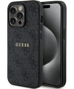 Guess Apple  iPhone 15 Pro 4G Collection Leather Metal Logo MagSafe Black