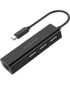 Lention Hub USB-C to 3x USB 2.0 + Ethernet Adapter (black)