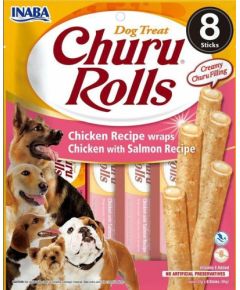 INABA Churu Rolls Chicken with salmon recipe - Dog treat - 8x12g