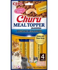 INABA Churu Meal Topper Chicken with cheese - cat treats - 4 x 14g