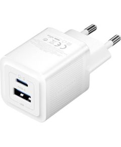 Wall charger, Vention, FEQW0-EU,  USB-C + USB- A,  30W/30W , GaN (white)