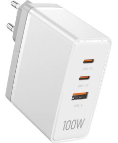 Wall charger, Vention, FEGW0-EU, 2xUSB-C, USB- A, 100W/100W/30W, GaN (white)