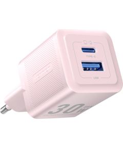 Wall charger, Vention, FEQP0-EU,  USB-C + USB- A,  30W/30W, GaN (pink)