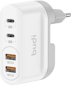 Wall charger Budi 326TQE, 2xUSB-A, 2xUSB-C, 40W (white)