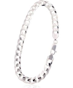 Sudraba ķēdīte Kartjē 6.9 mm, dimantu apstrādājums #2400063-bracelet, Sudrabs 925°, garums: 21 cm, 12.8 gr.