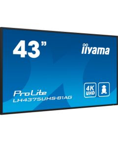 iiyama ProLite LH4375UHS-B1AG, Public Display (black (matt), UltraHD/4K, IPS, speakers, SDM slot)