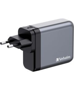 Verbatim GaN charger 140W, 1x USB-A, 3x USB-C (grey, PD 3.1, PD 3.0, QC 3.0)