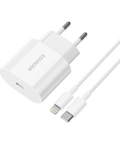 Charger USB-C 20W Essager with USB-C to Lightning cable (white)