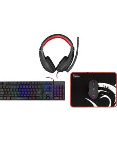 White Shark   COMANCHE-3Gaming set for beginners, gaming keyboard, gaming mouse, gaming headset and mouse pad Black