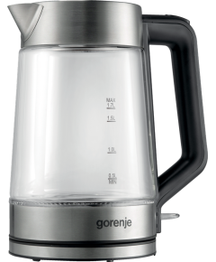 Gorenje Kettle K17GED Electric, 2200 W, 1.7 L, Glass, 360° rotational base, Transparent/Stainless Steel