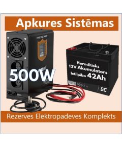 Rezerves Elektropadeves Komplekts Apkures Sistēmai 500W + 12V 42Ah akumulators