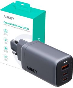 Aukey AUEKY Omnia II Mix PA-B6U Wall charger 1x USB 2x USB-C Power Delivery 3.0 67W