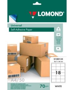 Lomond Self-Adhesive Paper Universal Labels, 18/66,7x46, A4, 50 sheets, White