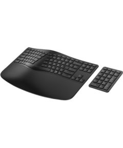 HP 965 Ergonomic Wireless Bluetooth Keyboard Keypad Combo, Sanitizable, Programmable, Split Zone Layout w/Negative Tilt (adjustable) - Black - US ENG / 7E756AA#ABB