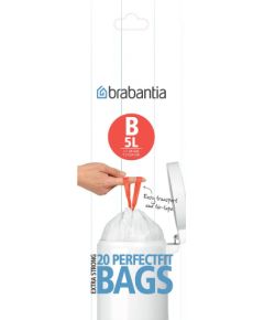 BRABANTIA atkritumu tvertņu maisiņi, 5 l, (B) (20maisi rullītī) White - 311741