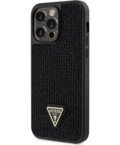 Guess Rhinestones Triangle Metal Logo Case for iPhone 15 Pro Max Black