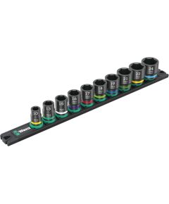 Wera 9607 Nut magnetic strip B Impaktor 1 socket wrench set 3/8 (black/green, 10 pieces, for impact wrenches)