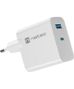 NATEC RIBERA GAN CHARGER 1X USB-A + 1X USB-C 45W WHITE