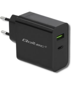 Qoltec 51717 Charger | 45W | 5-20V | 2.25-3A | USB type C PD | USB | Black