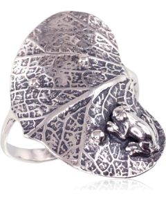 Серебряное кольцо #2100927(POx-Bk), Серебро 925°, оксид (покрытие), Размер: 17, 4.4 гр.
