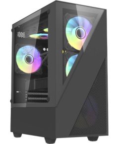 Darkflash Aigo E330M computer case + 4 argb fans (black)