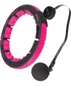 Vingrošanas rinķis ar atsvaru un skaitītāju HHM16 HULA HOOP BLACK/PINK MAGNETIC WITH WEIGHT + COUNTER HMS