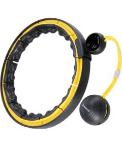 Vingrošanas rinķis ar atsvaru un skaitītāju HHM21 HULA HOP BLACK/YELLOW MAGNETIC WITH WEIGHT + COUNTER HMS