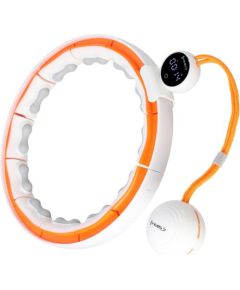 Vingrošanas rinķis ar atsvaru un skaitītāju HHM21 HULA HOP WHITE/ORANGE MAGNETIC WITH WEIGHT + COUNTER HMS