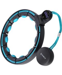 Vingrošanas rinķis ar atsvaru un skaitītāju HHM17 HULA HOP BLACK/TURQUOISE MAGNETIC WITH WEIGHT + COUNTER HMS