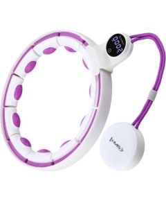 Vingrošanas rinķis ar atsvaru un skaitītāju HHM17 HULA HOP WHITE/VIOLET MAGNETIC WITH WEIGHT + COUNTER HMS