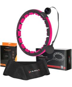 Vingrošanas rinķis ar atsvaru un skaitītāju SET HULA HOOP MAGNETIC BLACK/PINK HHM16 WITH WEIGHT + COUNTER HMS + WAIST SUPPORT BR163 BLACK