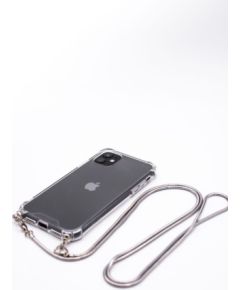 Evelatus Apple  iPhone 11 Silicone Transparent with Necklace TPU Strap Silver