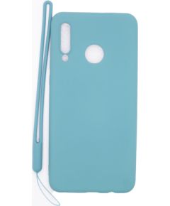 Evelatus Huawei  P30 Lite Soft Touch Silicone Case with Strap Blue