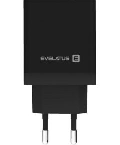 Evelatus Universal  Travel Charger ETC04 USB 2.4A + Type-C 3A 30W Power Delivery Black