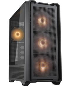 COUGAR | MX600 Black | PC Case | Mid Tower / Mesh Front Panel / 3 x 140mm + 1 x 120mm Fans / Transparent Left Panel