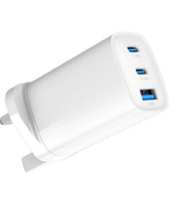 Evelatus   65W Max Fast Charger UK USB-C1/USB-C1/USB-A White