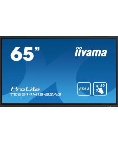 Monitor iiyama iiyama PROLITE TE6514MIS-B2AG Płaski panel Digital Signage 165,1 cm (65") LCD Wi-Fi 435 cd/m 4K Ultra HD Czarny Ekran dotykowy Procesor wbudowany Android 24/7