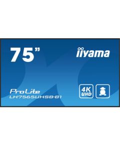 Monitor iiyama iiyama LH7565UHSB-B1 signage display Kiosk 189,2 cm (74.5") LED Wi-Fi 800 cd/m² 4K Ultra HD Czarny Procesor wbudowany Android 11 24/7