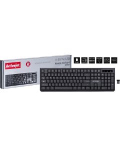 Activejet K-3911W Keyboard wireless black with 1x 1.5V AAA battery