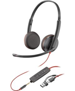 Sennheiser HP Poly Blackwire 3225 Stereo USB-C Headset +3.5mm Plug +USB-C A Adapter (Bulk) (209747-201 209751-201)   8X229A6