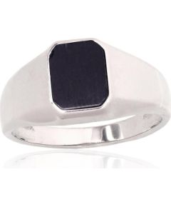 Серебряное кольцо #2101928(PRh-Gr)_ON, Серебро 925°, родий (покрытие), Оникс, Размер: 19.5, 5.1 гр.