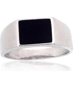 Серебряное кольцо #2101926(PRh-Gr)_ON, Серебро 925°, родий (покрытие), Оникс, Размер: 22, 5.2 гр.