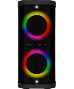 Portable speaker SVEN PS-950, black, power output 2x80W (RMS), TWS, Bluetooth, IPx4, FM, USB, microSD, LED-display, lithium battery