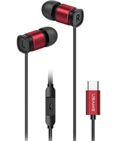 Słuchawki Usams Słuchawki USAMS EP-46 USB-C czerwony/red 1,2m HSEP4604