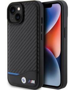 BMW PU Carbon Case Aizmugurējais Apvalks Priekš Apple iPhone 15