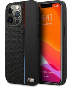 BMW M kolekcija BMHCP13XTRTBK Back Case Aizmugurējais Ādas Apvalks Telefonam Apple iPhone 13 Pro Max Melns