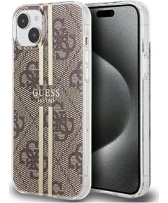 Guess -  iPhone 15 brown hardcase IML 4G Gold Stripe Brown