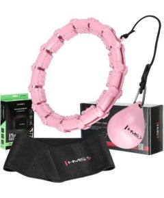 Komplekts HULA HOOP HHW02 LIGHT PINK WITH WEIGHT HMS + WAIST SUPPORT BR163 BLACK PLUZ SIZE